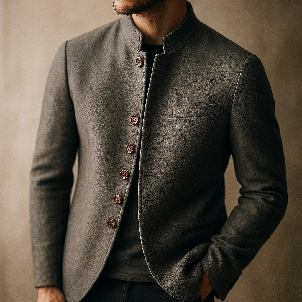 HARRISON OF CALIFORNIA | WOOL JACKET WITH STRAIGHT COLLAR