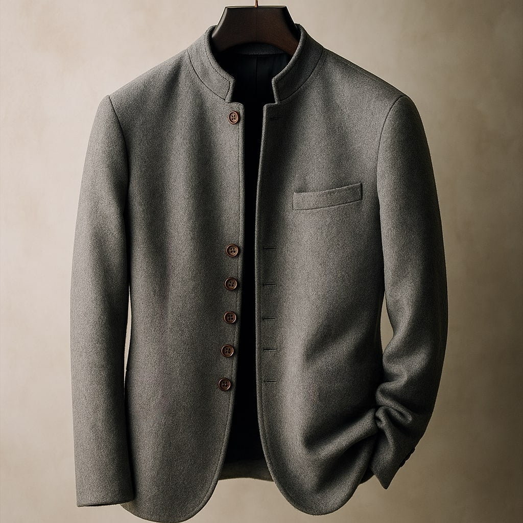 HARRISON OF CALIFORNIA | WOOL JACKET WITH STRAIGHT COLLAR