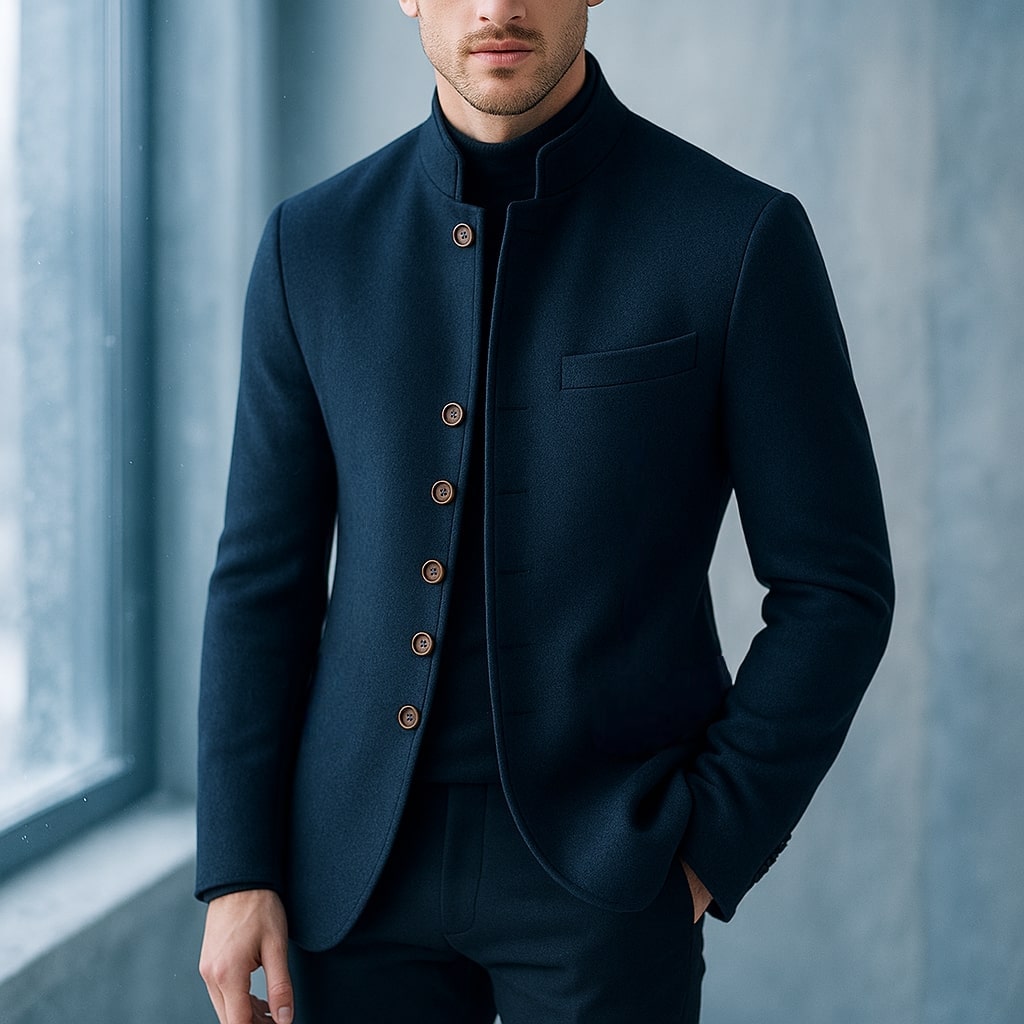 HARRISON OF CALIFORNIA | WOOL JACKET WITH STRAIGHT COLLAR