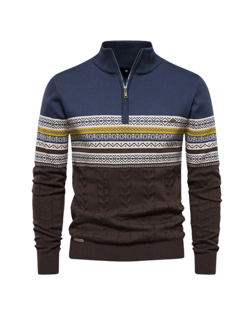 Patterned - Cotton Zip Sweater By Frederico