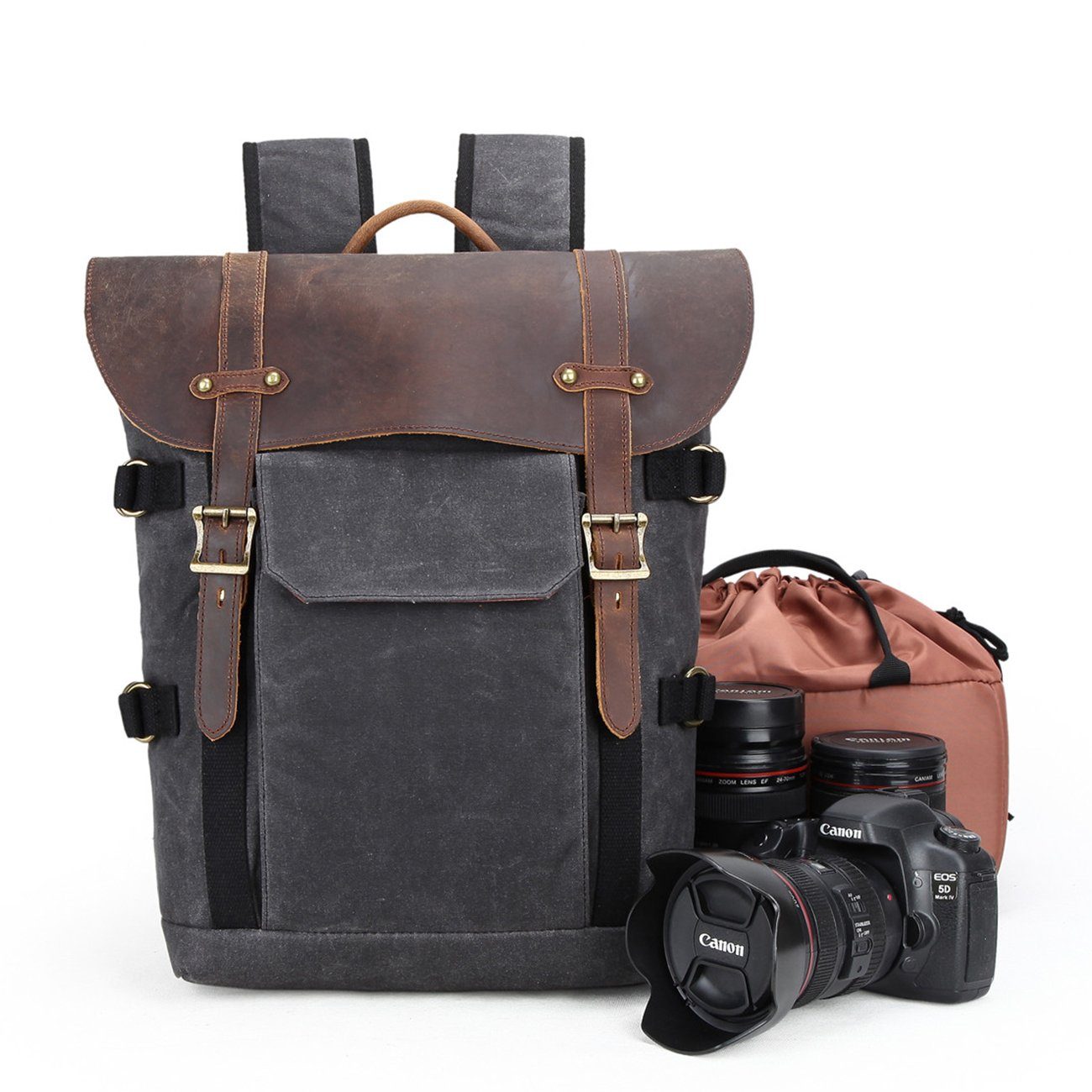 Canvas and Leather Camera Backpack | SPOKANE