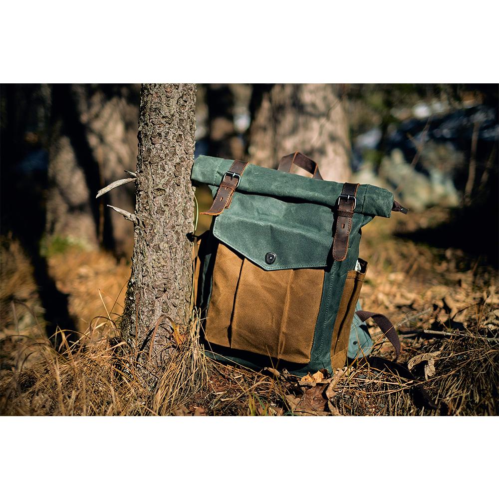 Waxed Canvas Roll Top Backpack | SHERBROOKE