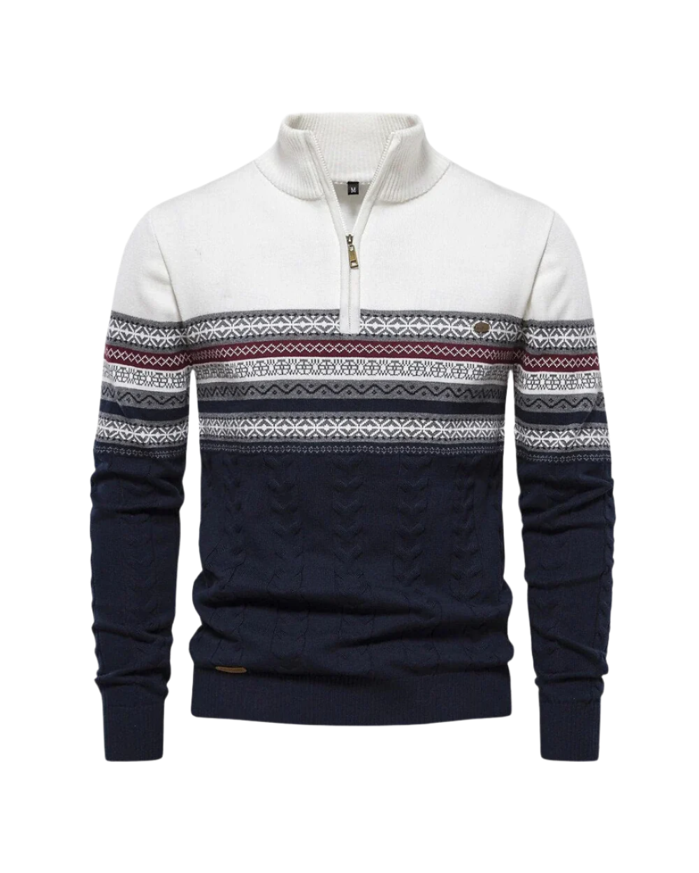 Patterned - Cotton Zip Sweater By Frederico