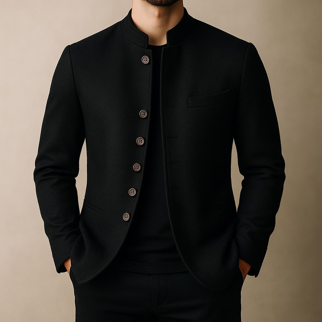 HARRISON OF CALIFORNIA | WOOL JACKET WITH STRAIGHT COLLAR