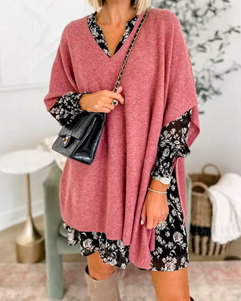 Erica™ | Relaxed V-Neck Poncho Sweater