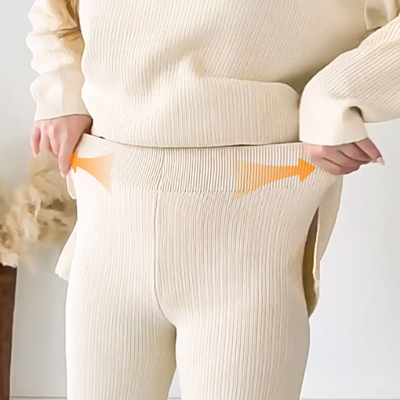 Elodie™ | V-Neck Casual Slit Knitted Two-Piece Set