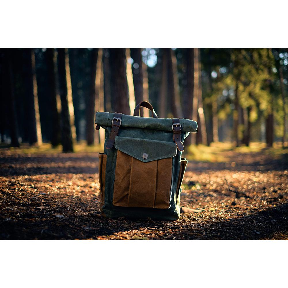 Waxed Canvas Roll Top Backpack | SHERBROOKE